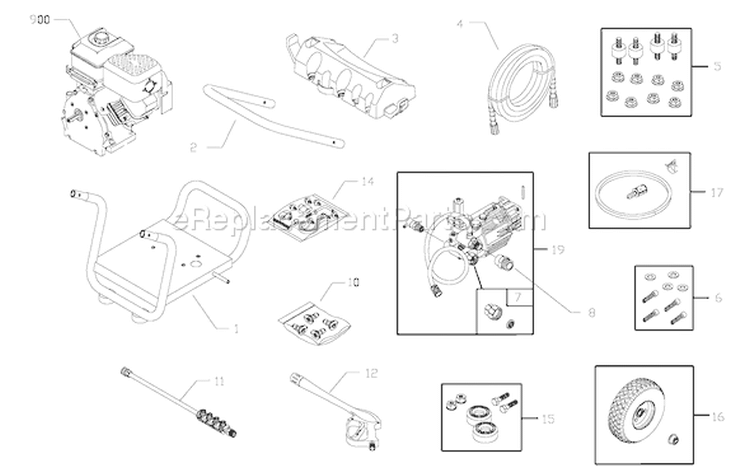 Page A Diagram and Parts List for 020231-0  Briggs and Stratton Pressure Washer